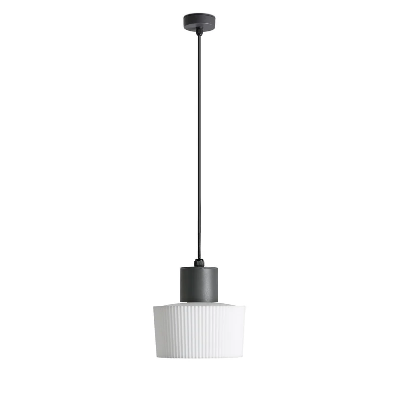 Lámpara colgante de exterior Faro Muffin 155cm E27 LED gris oscuro IP44 opal 74427C-04