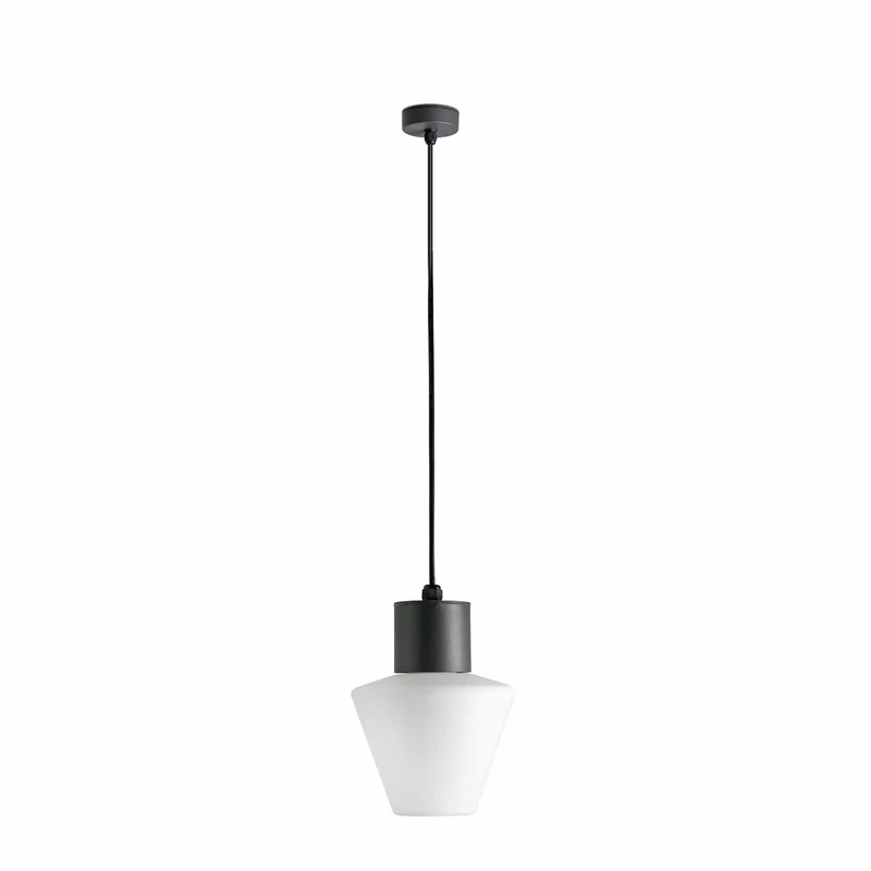 Lámpara colgante de exterior Faro Mistu 158cm E27 LED gris oscuro IP44 opal 74427C-02