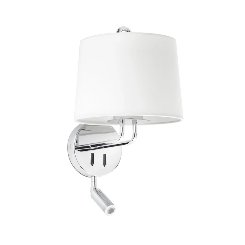 Lámpara de pared aplique Faro Montreal con lector E27 LED cromo y blanco 24033-01