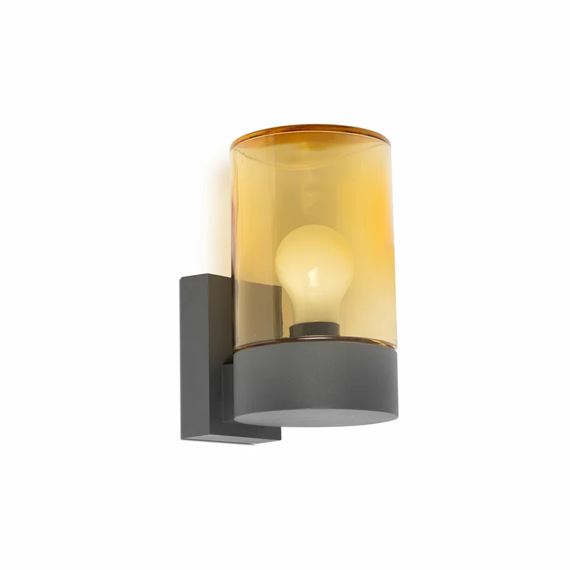 Aplique de exterior Faro Kila 20cm E27 LED gris oscuro IP65 ámbar 71745