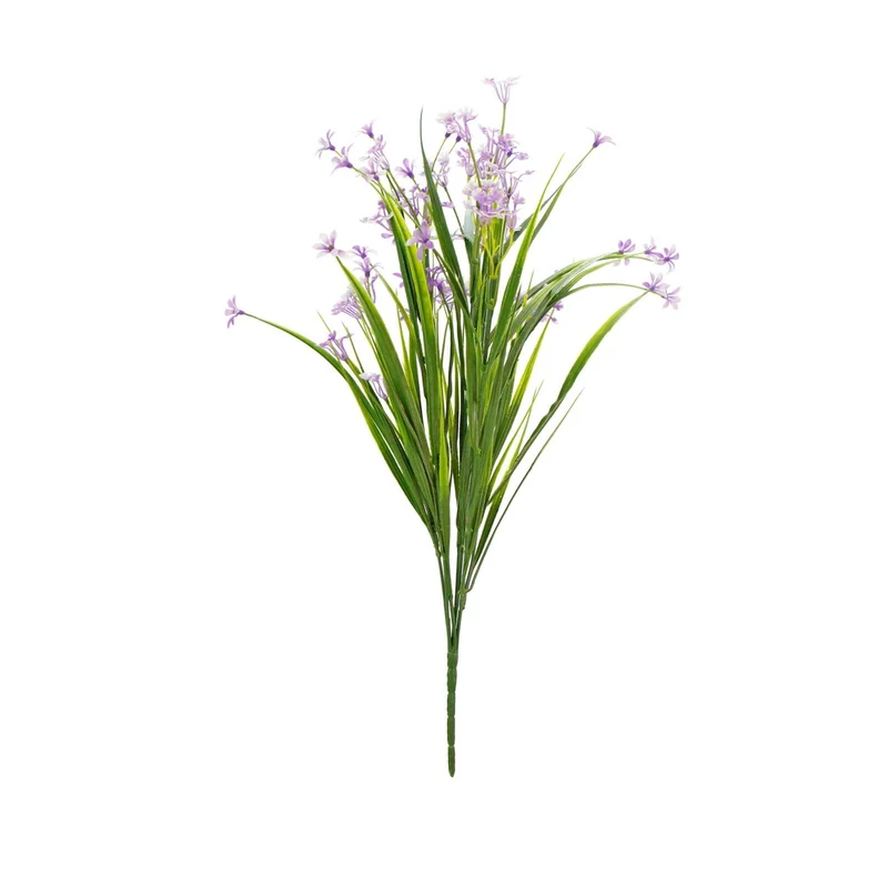 Art.5431 Ramo De Plástico Pastito Con Flor x7 43cm 1pz