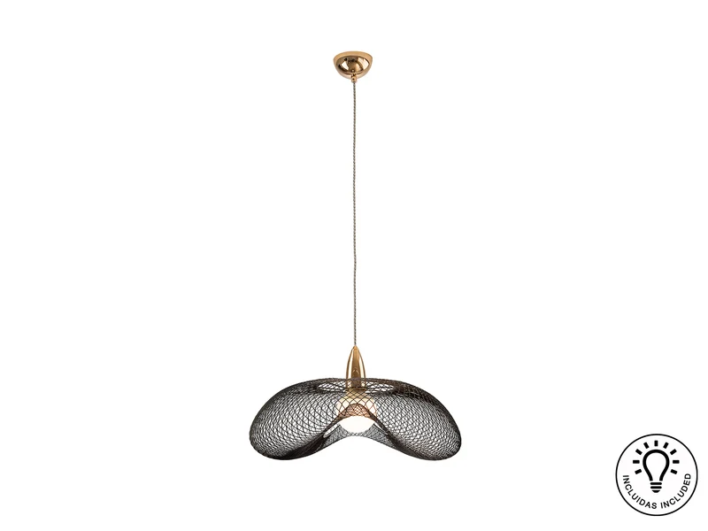 Lámpara de techo colgante Schuller Forma 1 luz oro brillo y negro