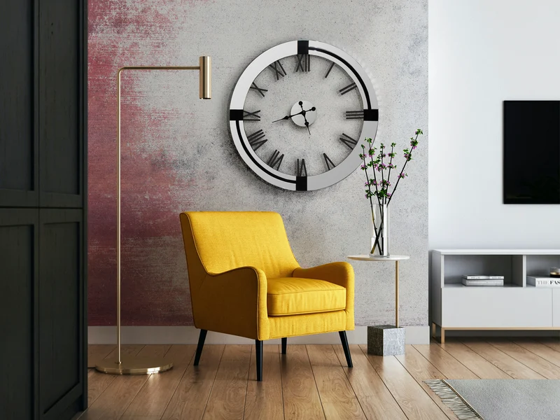 Reloj de pared Schuller Times y Kairos plata y negro