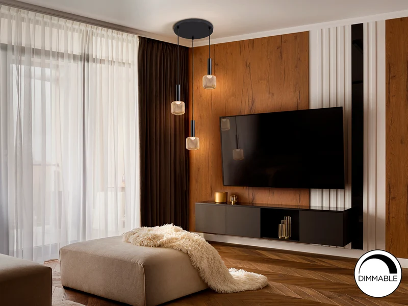 Lámpara de techo colgante Schuller Sincro 3 luces negro y oro 3000K Ø31cm