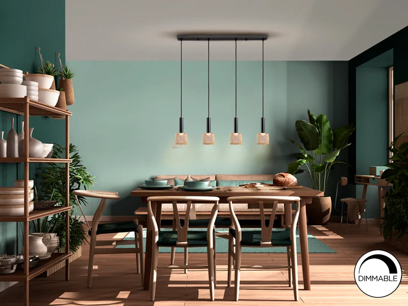 Lámpara de techo colgante Schuller Sincro 4 luces negro y oro 3000K