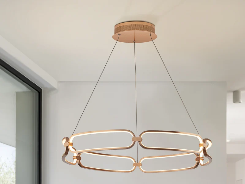 Lámpara de techo colgante Schuller Colette oro rosa 3000K Ø80cm