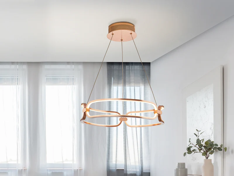Lámpara de techo colgante Schuller Colette oro rosa 3000K Ø47cm