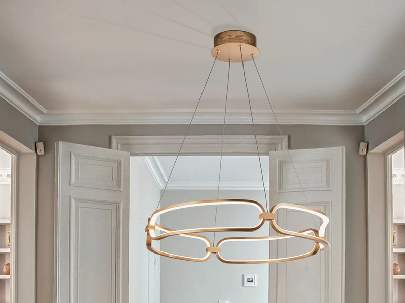 Lámpara de techo colgante Schuller Colette oro rosa 3000K Ø60cm