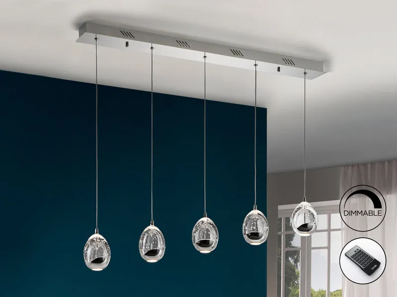 Lámpara de techo colgante Schuller Rocío 5 luces cromo 3000K regulable con mando 783618D