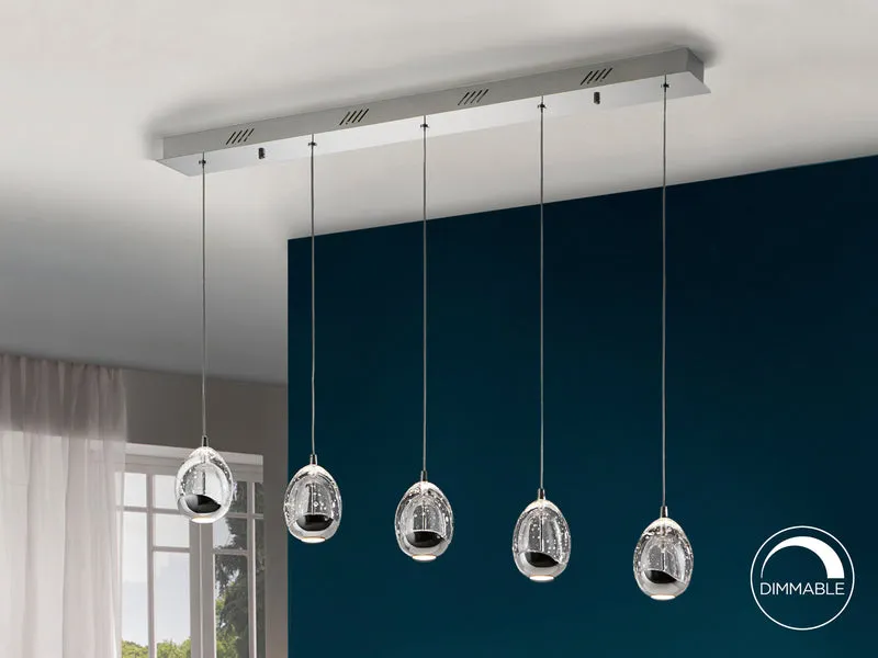 Lámpara de techo colgante Schuller Rocío 5 luces cromo 3000K