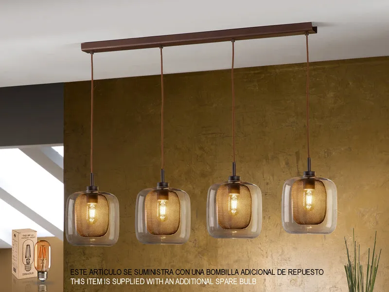Lámpara de techo colgante Schuller Fox 4 luces chocolate