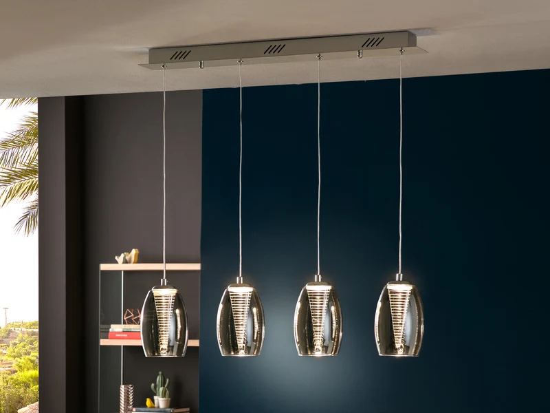 Lámpara de techo colgante Schuller Nebula 4 luces cromo y espejado 3000K