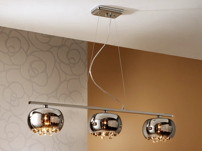Lámpara de techo colgante Schuller Argos 3 luces transparente y espejado