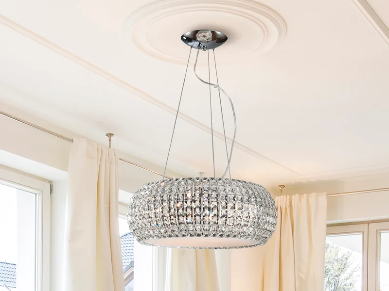 Lámpara de techo colgante Schuller Diamond grande cromo Ø54cm