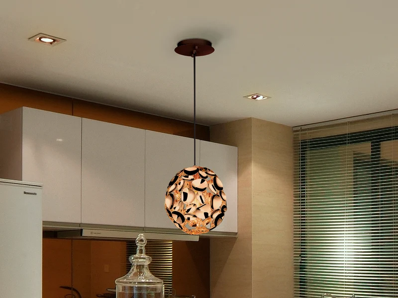 Lámpara de techo colgante Schuller Narisa 1 luz oro rosa y marrón 266035N