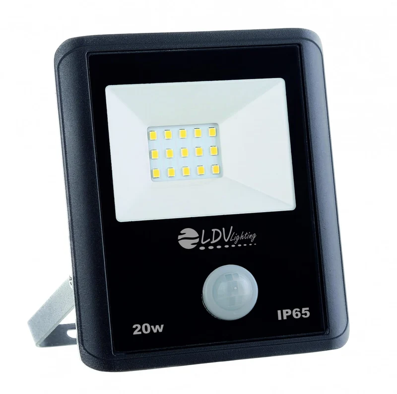 LDV Proyector LED SMD 20w 1800lm 120º 3000K IP65 NEGRO C/SENSOR