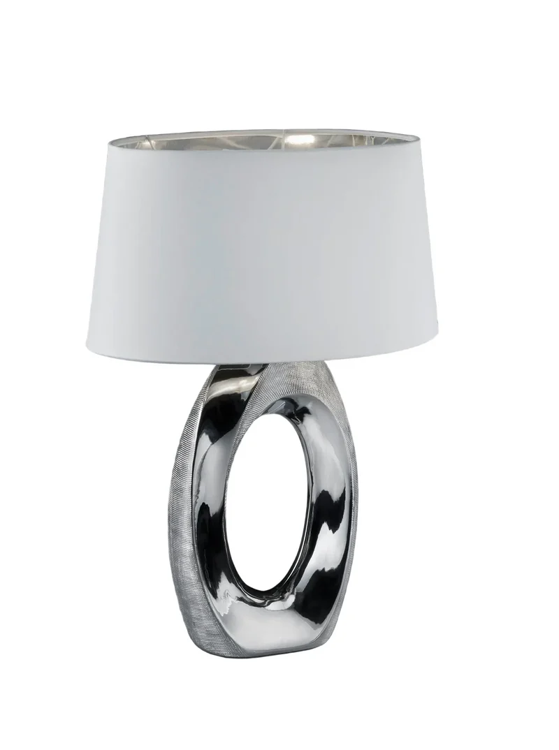 Lámpara de sobremesa grande Trio Taba cerámica plata 52cm R