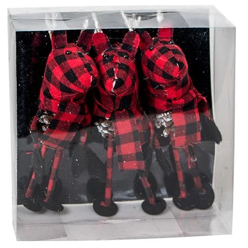 RJL301 Set 3 Ornamentos Reno 17 cm .
