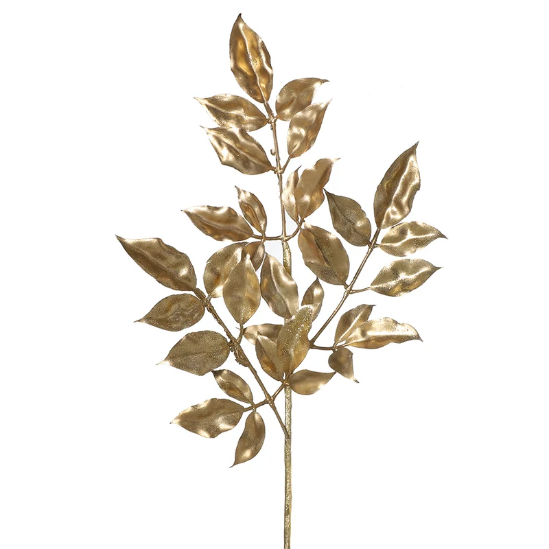 YS878O Ramas Hojas Laurel Oro Metálico 67(D) Cm.