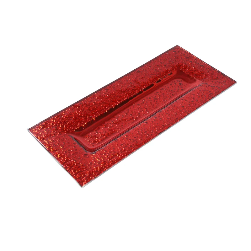 YQ6241R Platón Alargado Pebbles Rojo 15.5(P)X35(L) Cm.