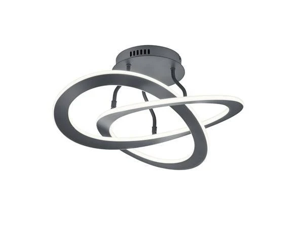Plafón de techo Trio Oakland LED antracita 3000K regulable Ø53cm 6