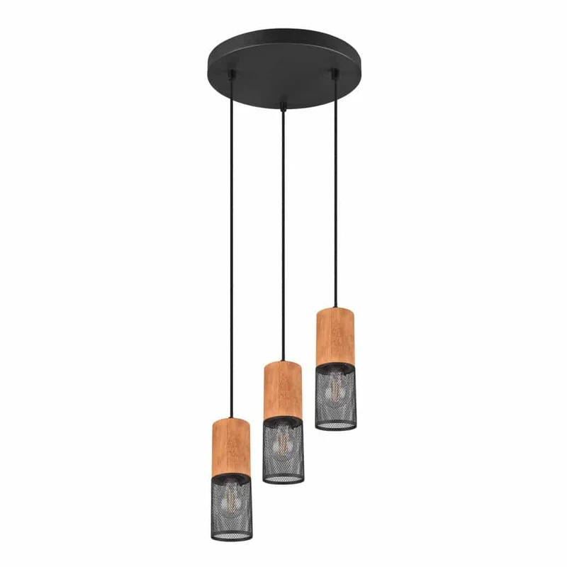 Lámpara de techo colgante Trio Tosh 3 luces negro mate 150cm 3