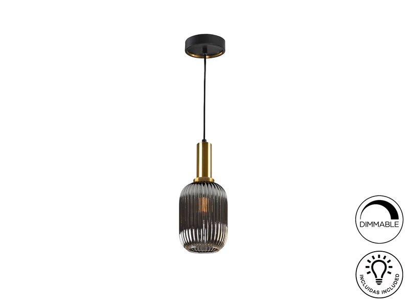 Lámpara de techo colgante Schuller Norma 1 luz negro y latón