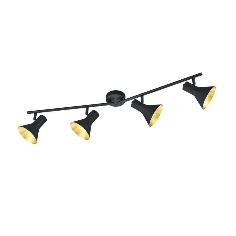 Foco Trio Nina 4 luces negro y dorado 84,5cm R