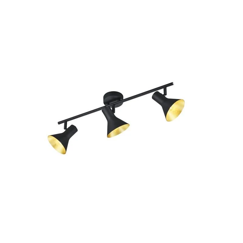 Foco Trio Nina 3 luces negro y dorado 58cm R