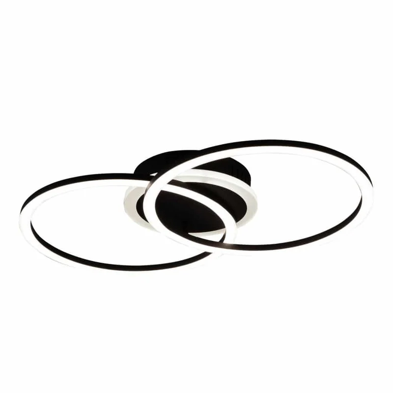 Plafón de techo Trio Venida LED negro mate 3000K regulable 50cm R