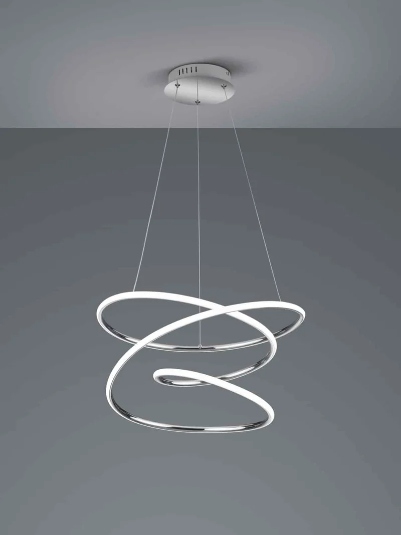 Lámpara de techo colgante Trio Bologna LED cromo 4000K regulable 150cm R