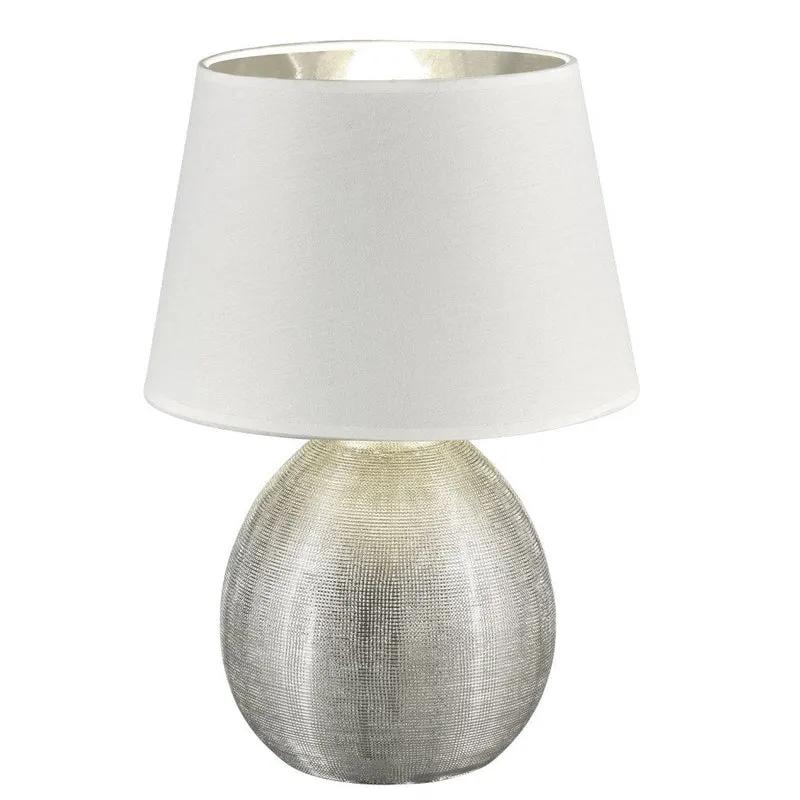 Lámpara de sobremesa Trio Luxor cerámica plata 35cm R