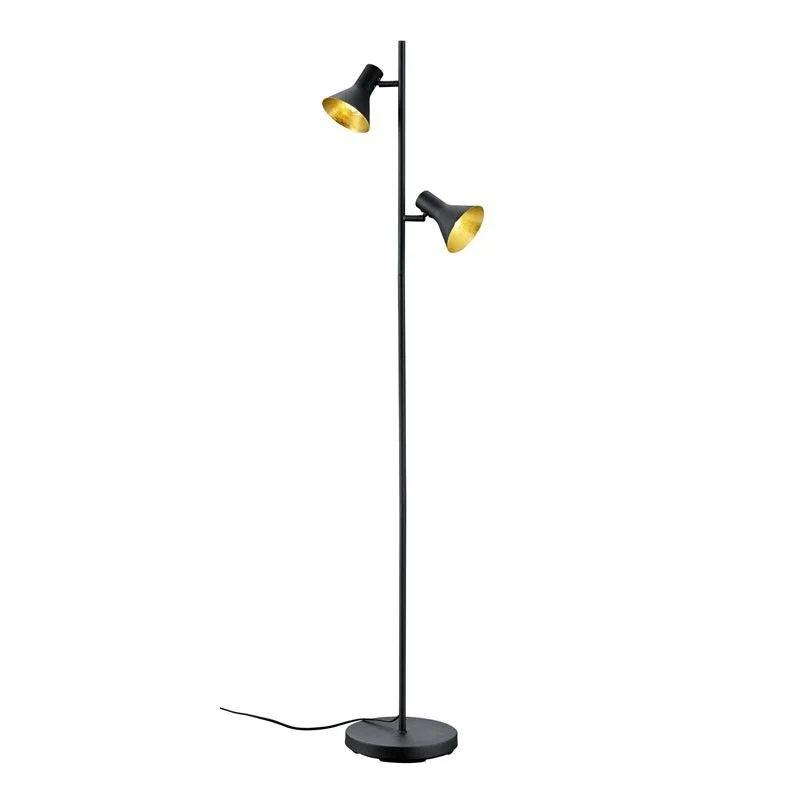 Lámpara de pie Trio Nina 2 luces negro y dorado 144cm R