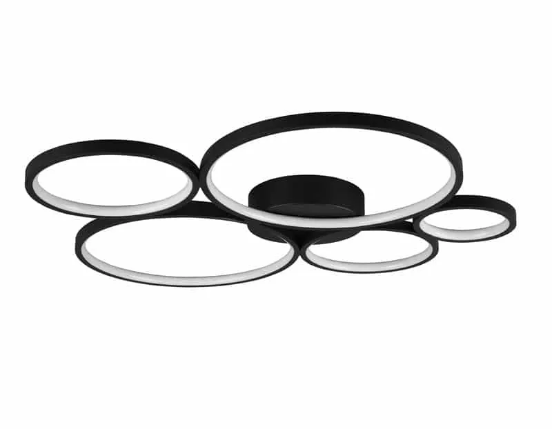 Plafón de techo Trio Rondo LED negro mate 3000K regulable 59cm 6