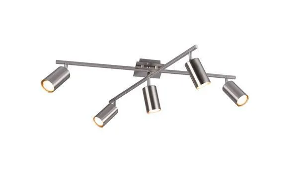 Plafón de techo Trio Marley 5 luces níquel mate 77,4cm 6