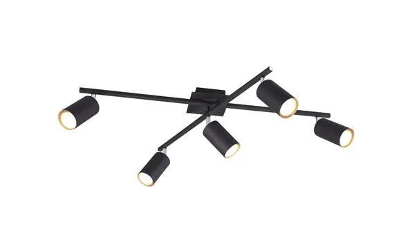 Plafón de techo Trio Marley 5 luces negro mate 77,4cm 6
