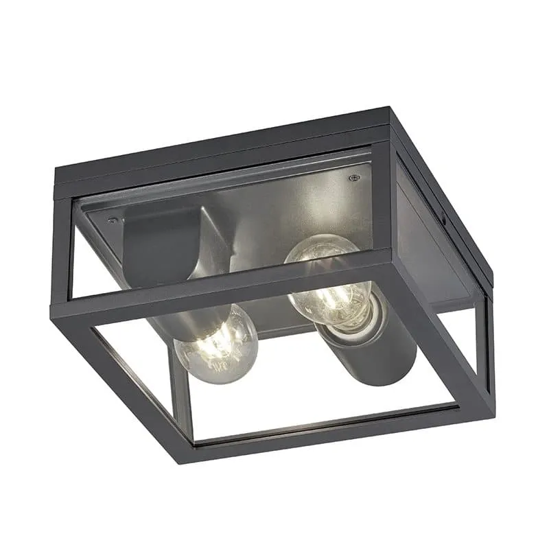 Plafón de techo exterior Trio Garonne 2 luces antracita IP44 24cm 6