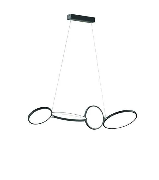 Trio Rondo Lámpara colgante LED de metal negro mate 3
