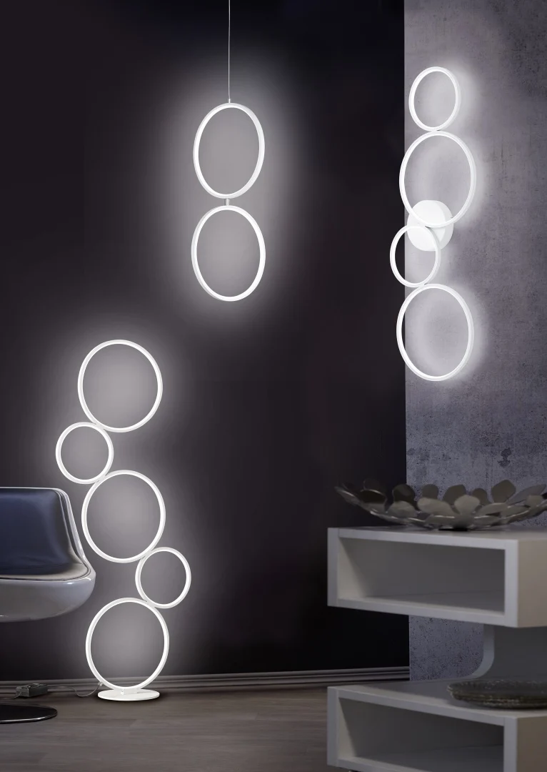 Trio Rondo Lámpara colgante LED de metal blanco mate 3
