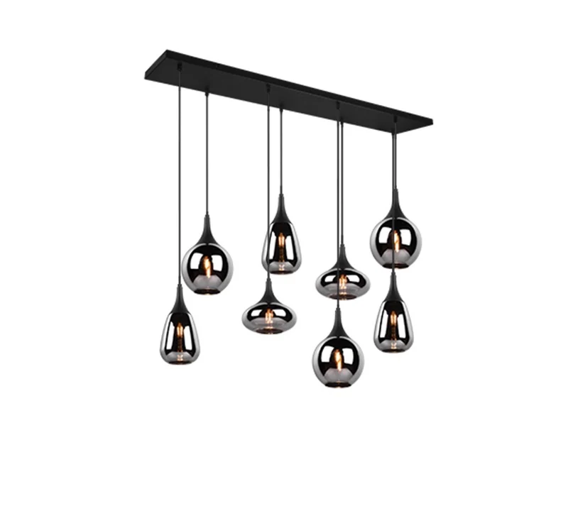 Lámpara de techo colgante Trio Lumina 8 luces negro mate 150cm 317000832