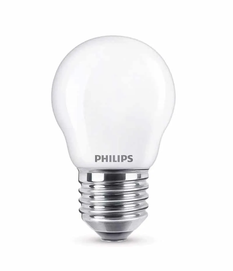 Bombilla de filamento Philips mate 25W P45 E27 2700K-3000K (Cálida) 250lm