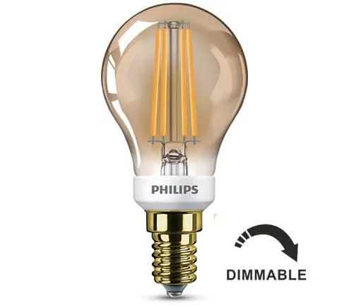 Philips Bombilla LED Esférica 5W regulable E14 Vintage