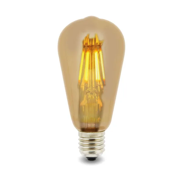 LEDME Bombilla LED Filamento E27 ST64 6W Ámbar 2300K LM8563