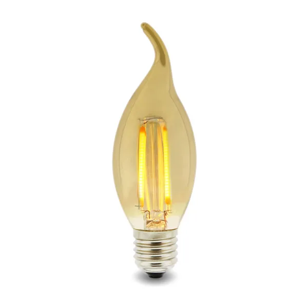 LEDME Bombilla LED Filamento E14 C35 Punta 4W Ámbar 2300K LM8564