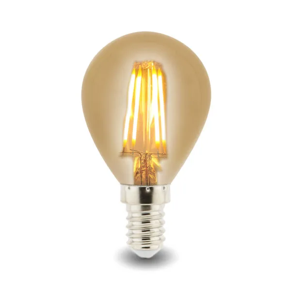 LEDME Bombilla LED Filamento E14 G45 4W Ámbar 2300K LM8552