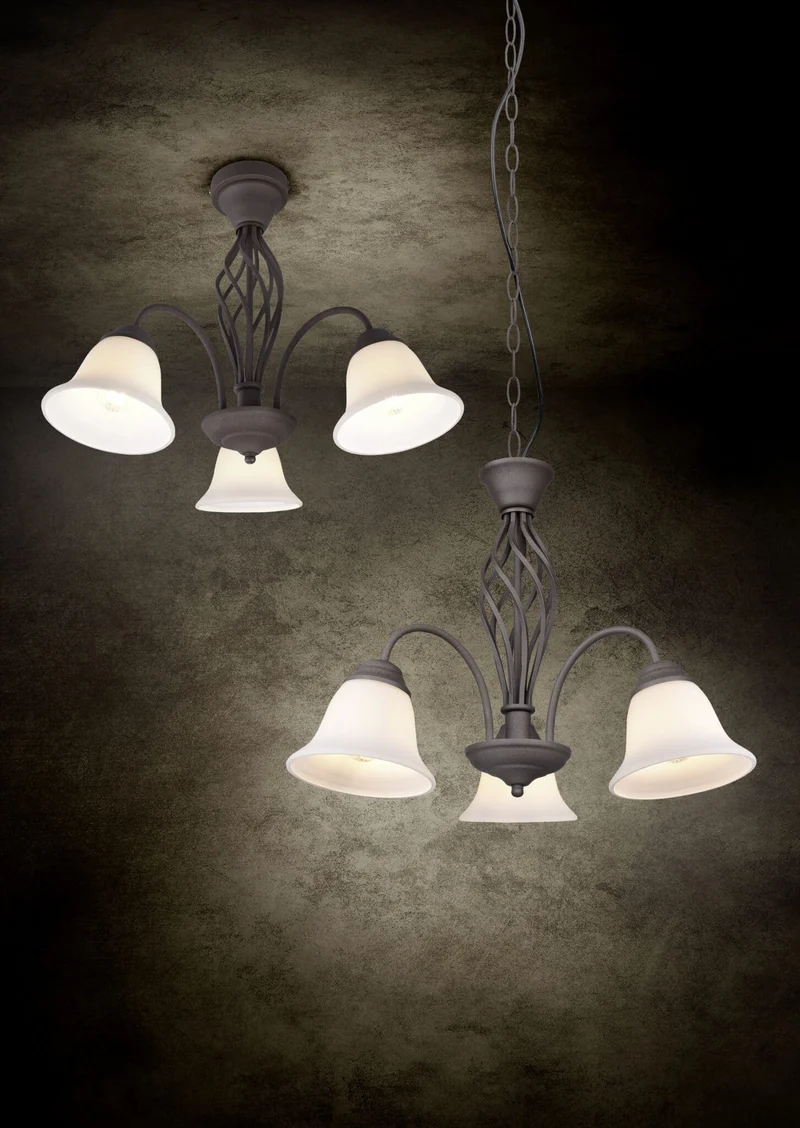 Lámpara Trio Rustica 3 luces óxido Ø55cm 1