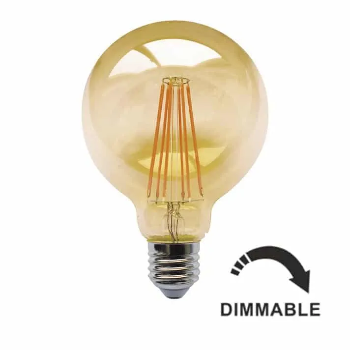EB Bombilla Globo Cristal Gold Filamento LED G95 Regulable E27 7W 2200K 360º