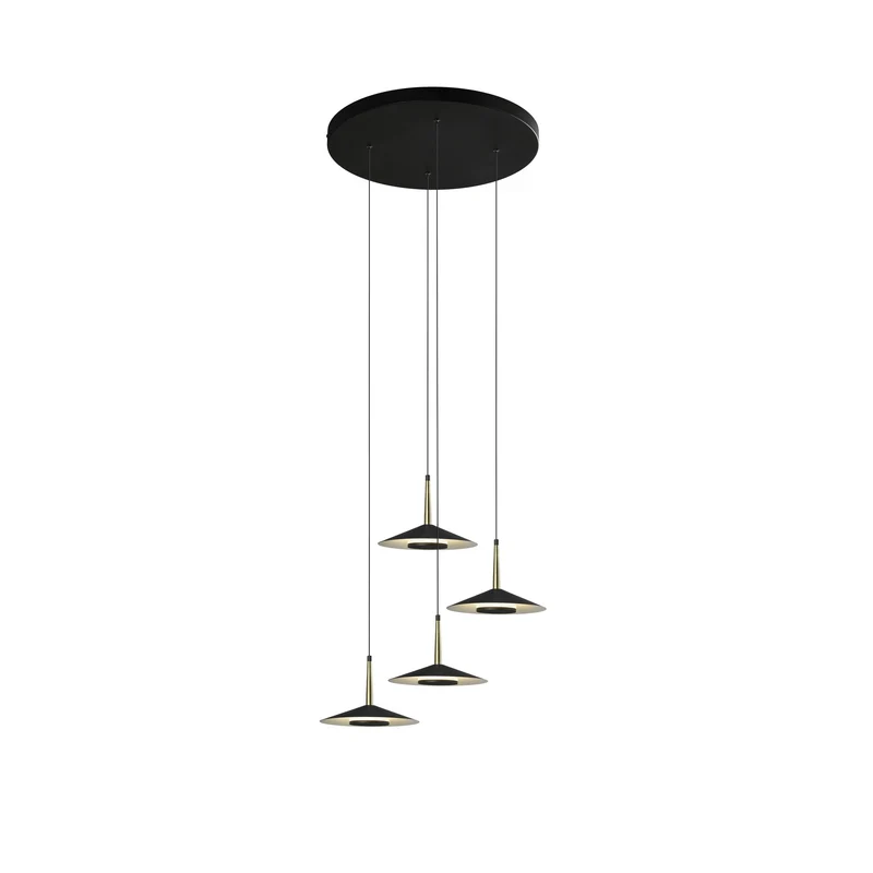 Mantra Orion Lámpara de techo colgante 4 luces negro y dorado 7476