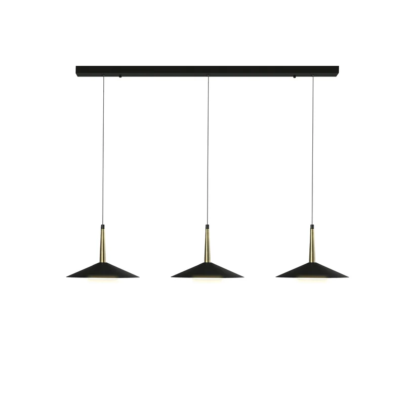 Mantra Orion Lámpara de techo colgante 3 luces negro, dorado 7475