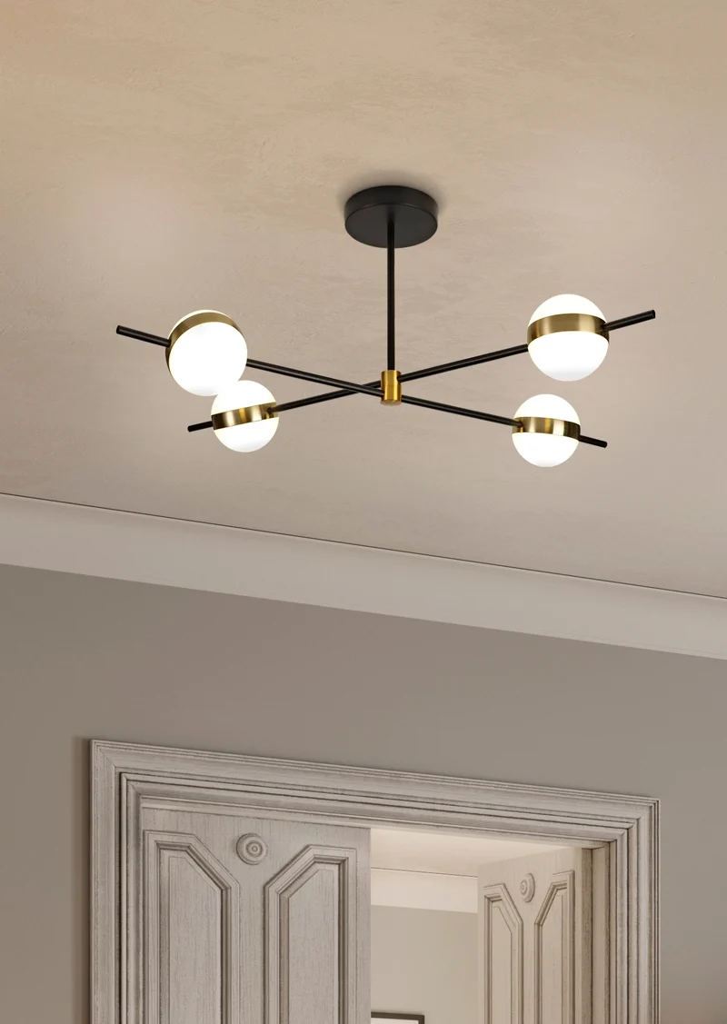 Mantra Cuba Plafón LED de techo dorado y negro 7162